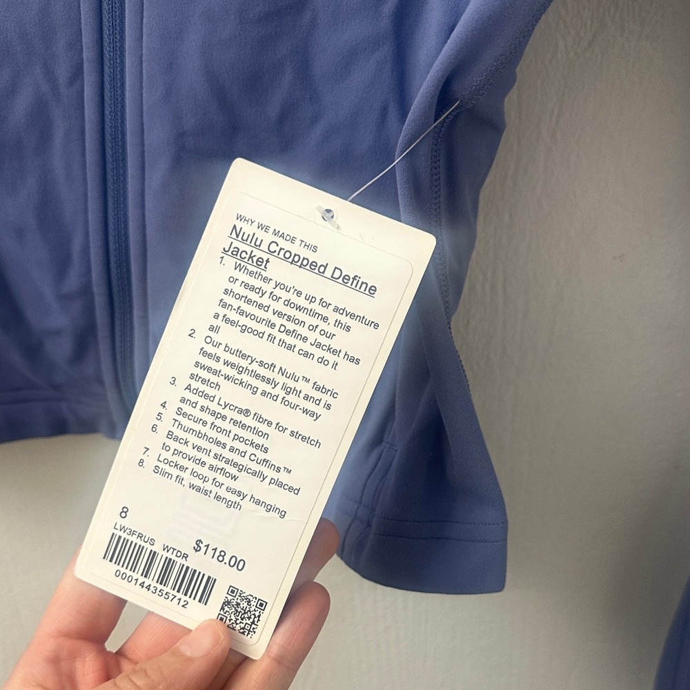 lululemon NWT Nulu Cropped Define Jacket in Water Drop - Picture 3 of 5